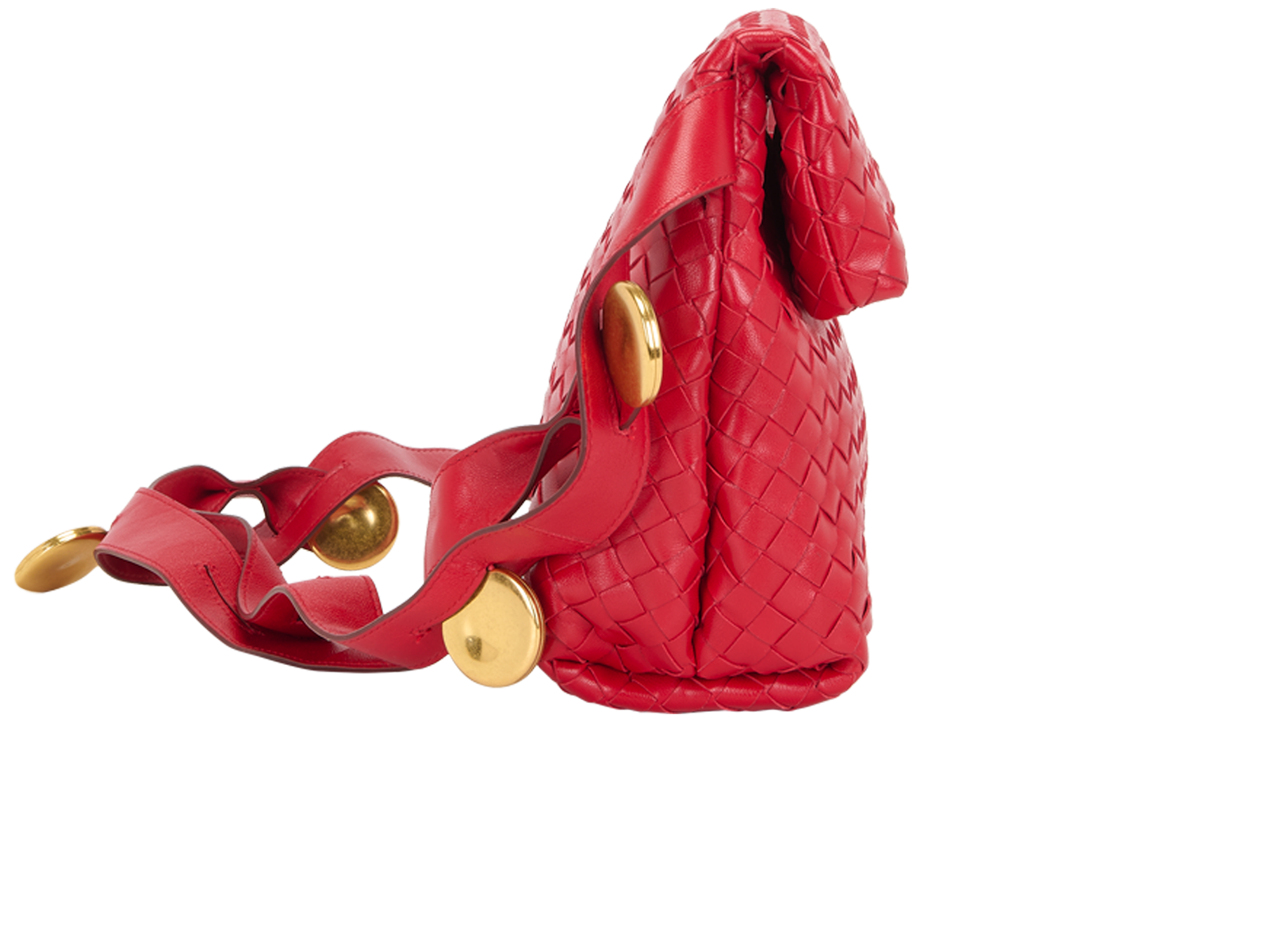Intrecciato The Fold Bag, &pound;795, Handbags, Red, Leather, Side view